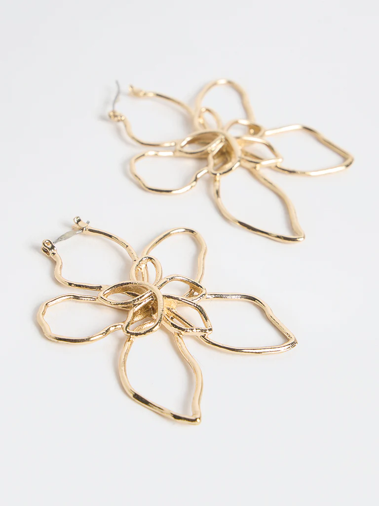 Westside Accessories Gold Floral Statement Earrings - Image 3