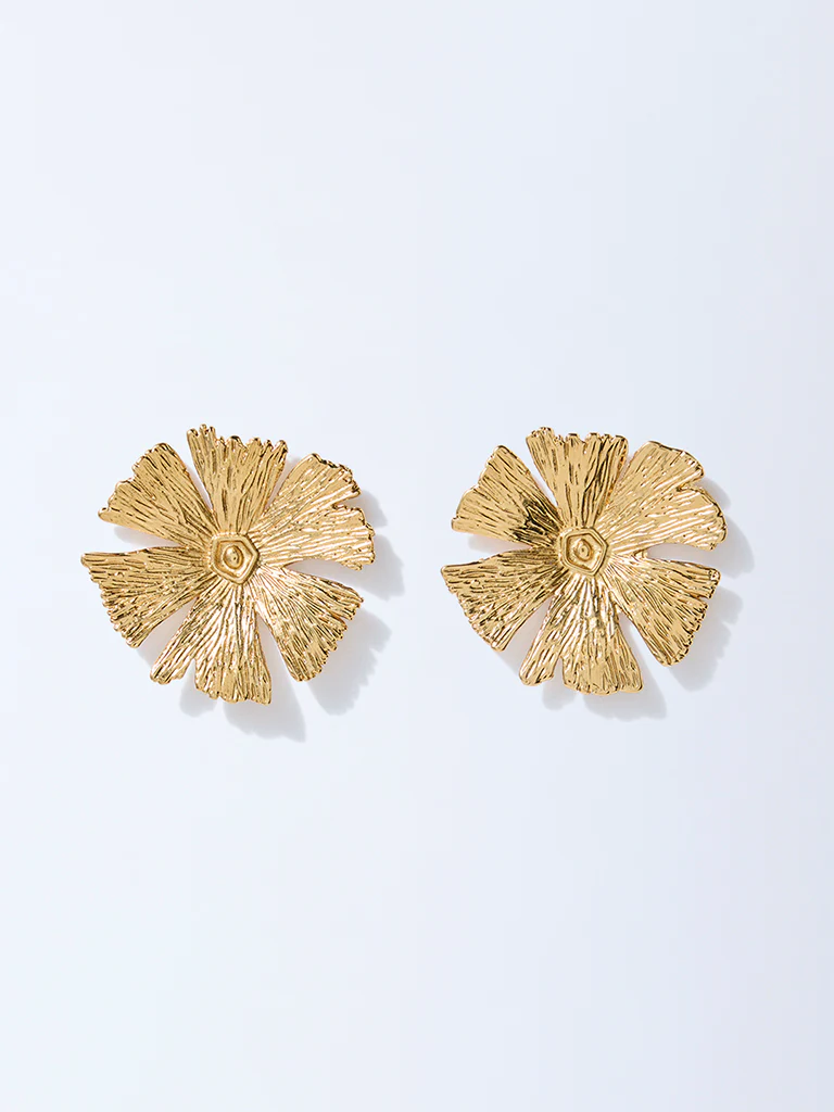 Westside Accessories Gold Floral Stud Earrings