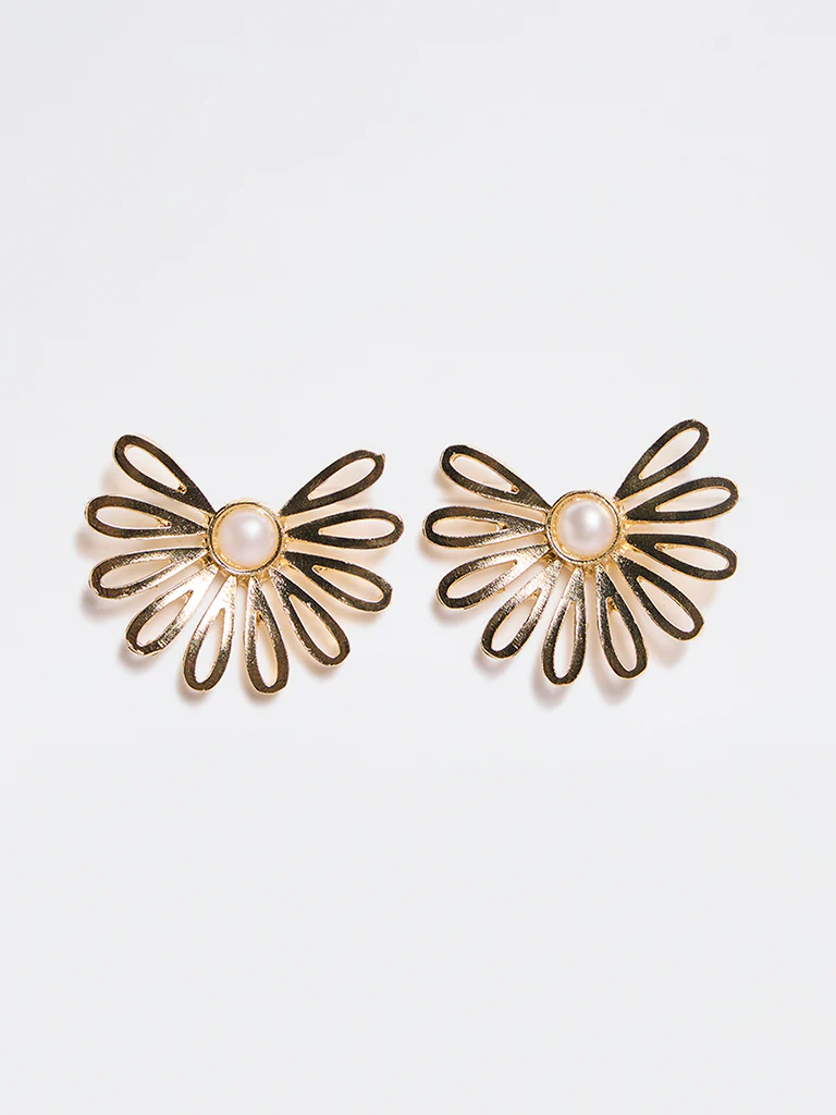 Westside Accessories Gold Floral Stud Earrings