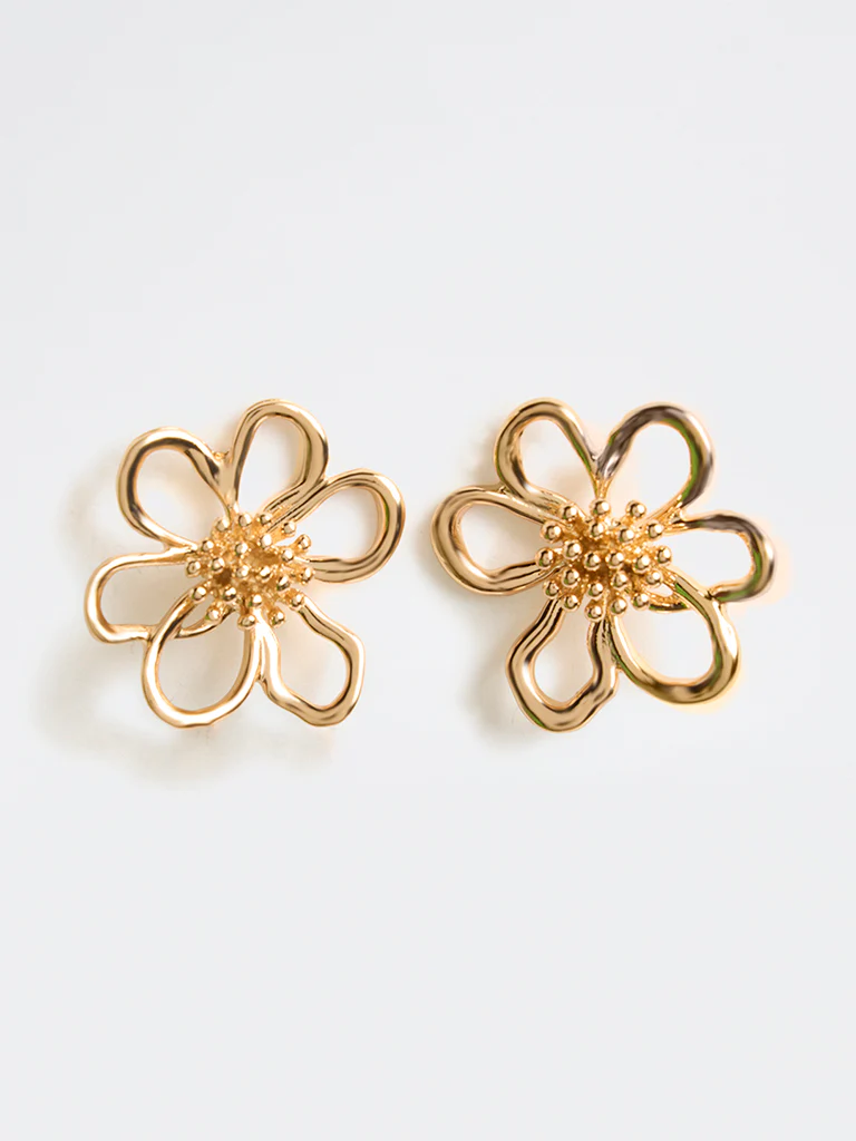Westside Accessories Gold Floral Stud Earrings