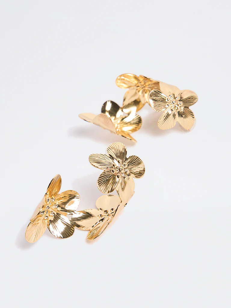 Westside Accessories Gold Floral Twisted Earrings