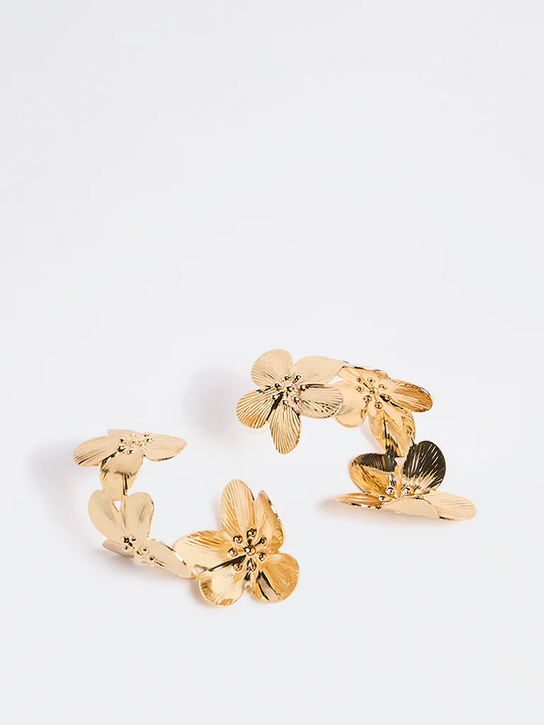 Westside Accessories Gold Floral Twisted Earrings - Image 3