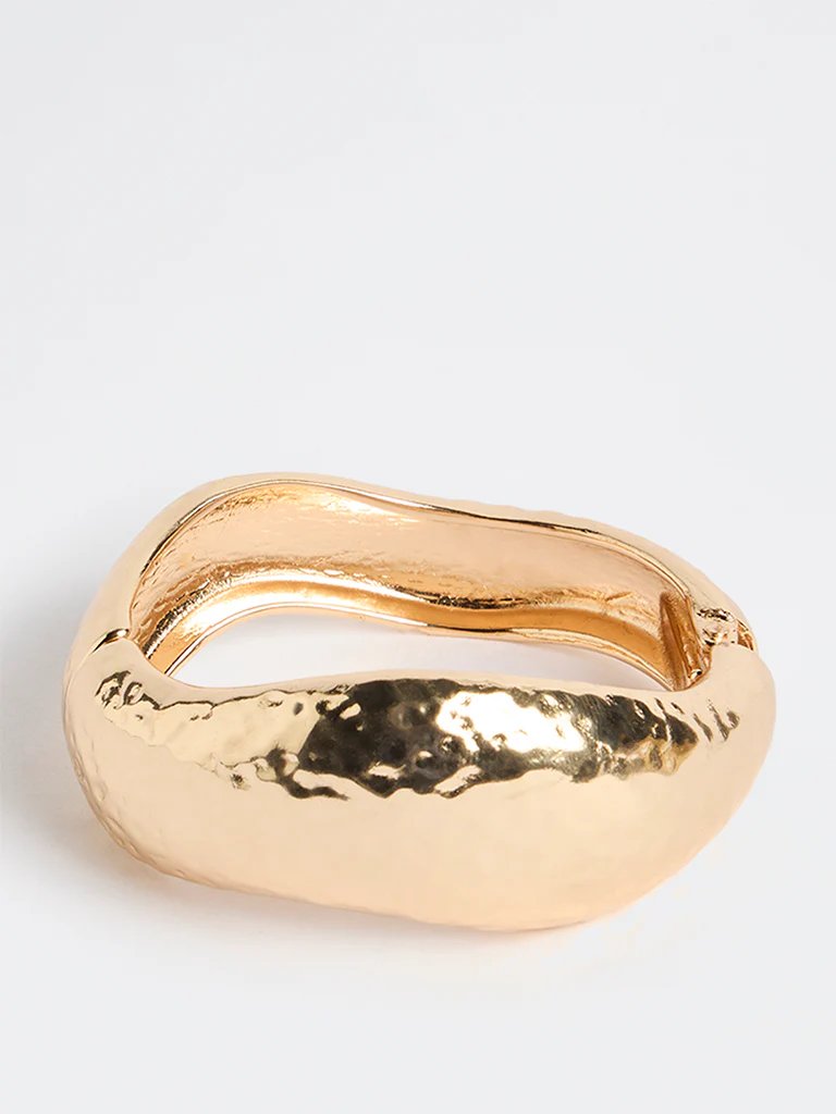 Westside Accessories Gold Hammered Hinged Bracelet - Image 2