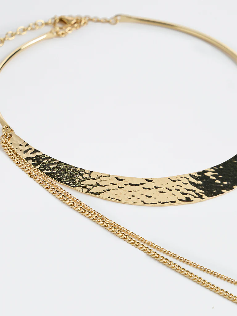 Westside Accessories Gold Hammered Statement Necklace - Image 3