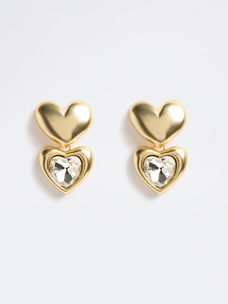 Westside Accessories Gold Heart Dangler Earrings