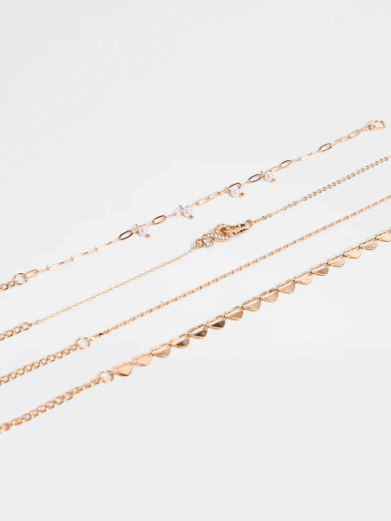 Westside Accessories Gold Heart Design Bracelets - Pack of 4 - Image 3