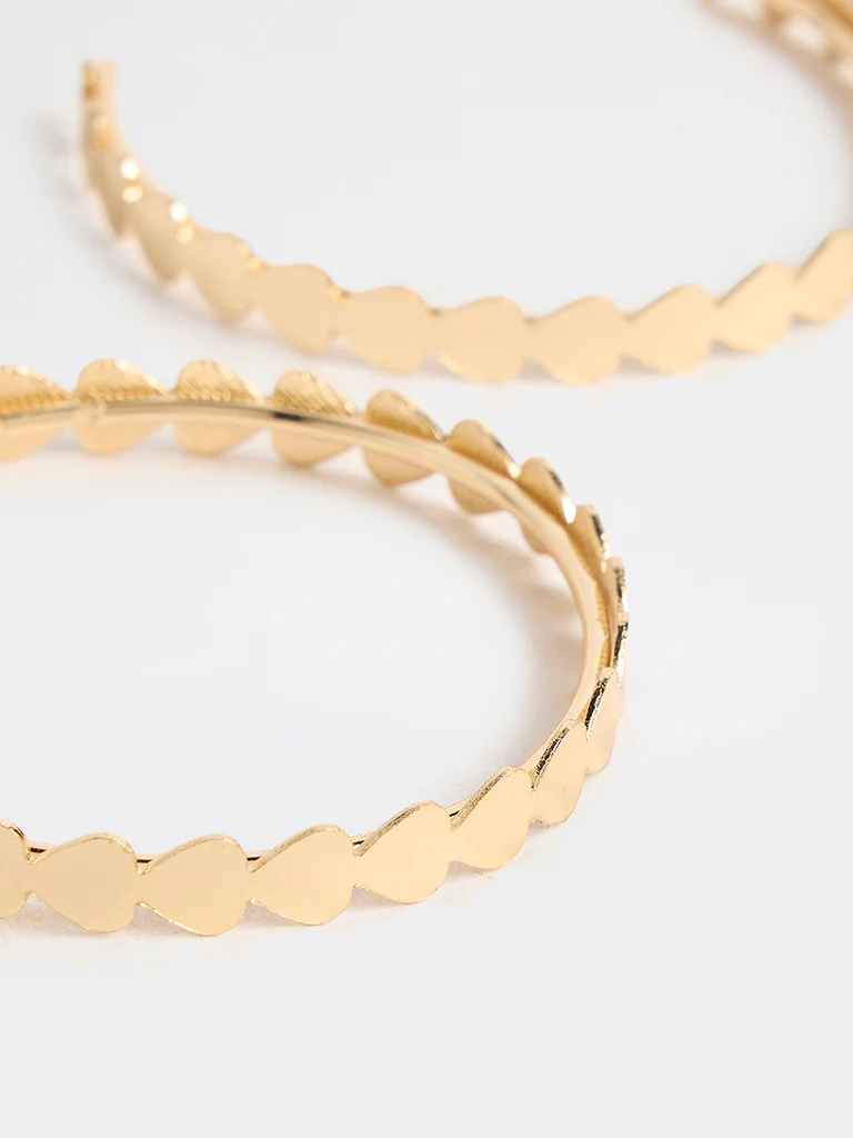 Westside Accessories Gold Heart Design Hoop Earrings - Image 3