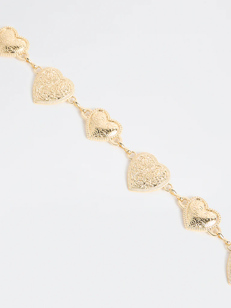 Westside Accessories Gold Heart Embossed Metal Belt - Image 3