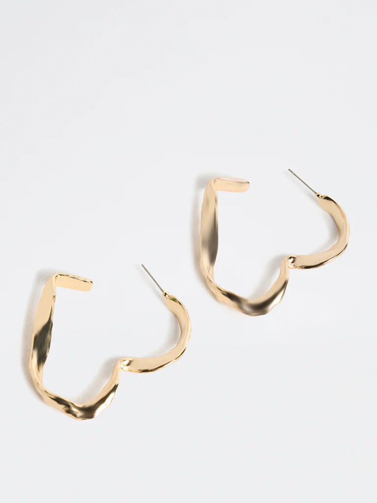 Westside Accessories Gold Heart-Shape Hoop Earrings - Image 2