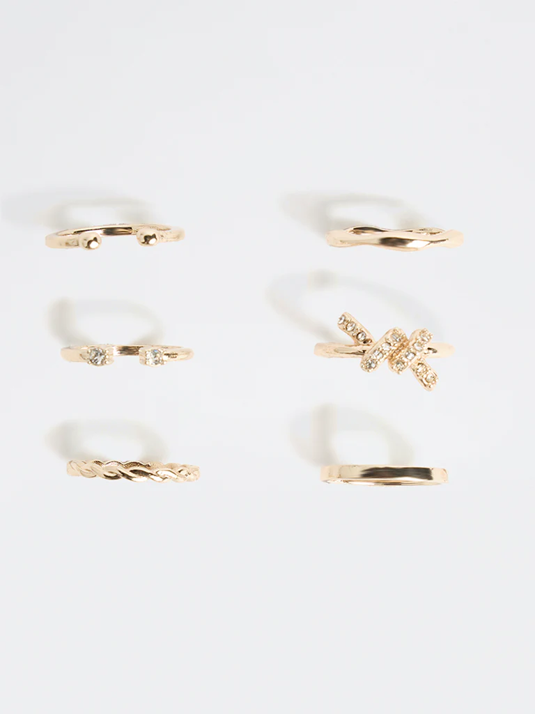 Westside Accessories Gold Knot Stack Rings - Pack of 6