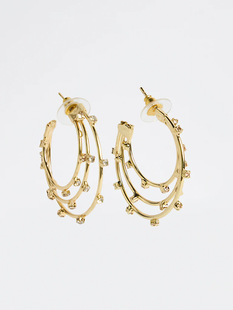 Westside Accessories Gold Layered Hoop Earrings - Image 2