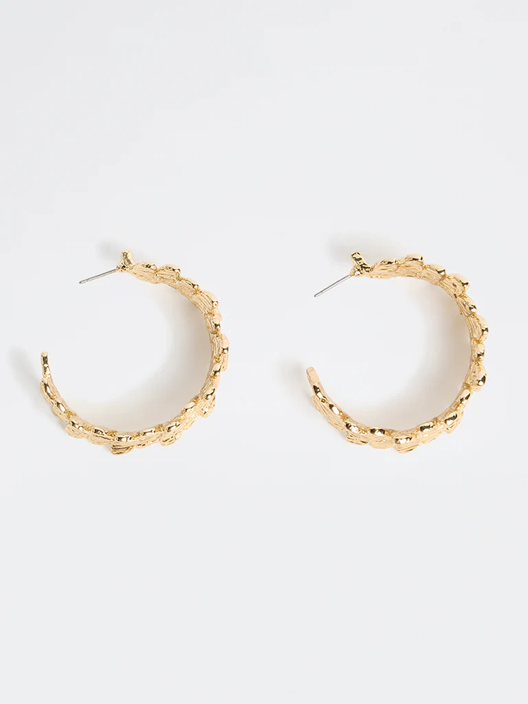 Westside Accessories Gold Leaf Hoop Earrings - Image 2
