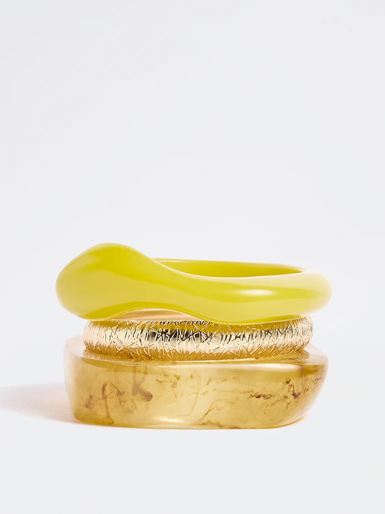 Westside Accessories Gold Metal and Resin Bangles - Pack of 3
