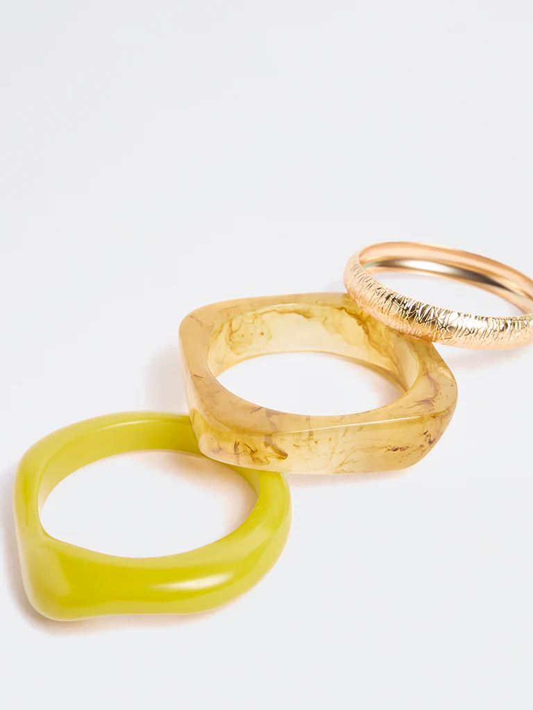 Westside Accessories Gold Metal and Resin Bangles - Pack of 3 - Image 3