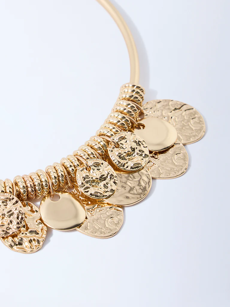 Westside Accessories Gold Molten Coins Statement Necklace - Image 3