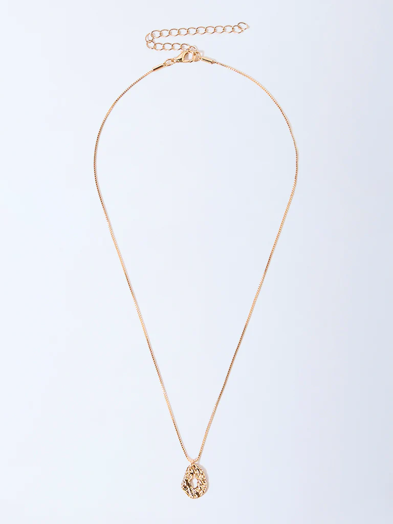 Westside Accessories Gold Molten Pendant Chain Necklace