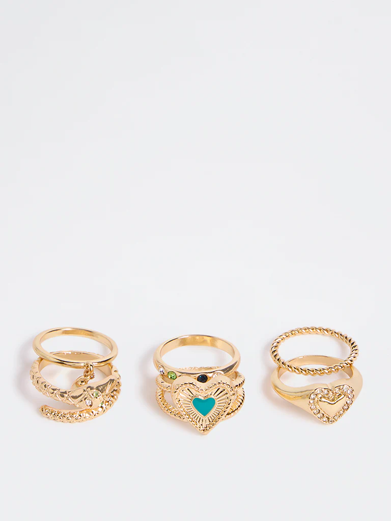 Westside Accessories Gold Motif Assorted Rings - Pack of 6 - Image 2