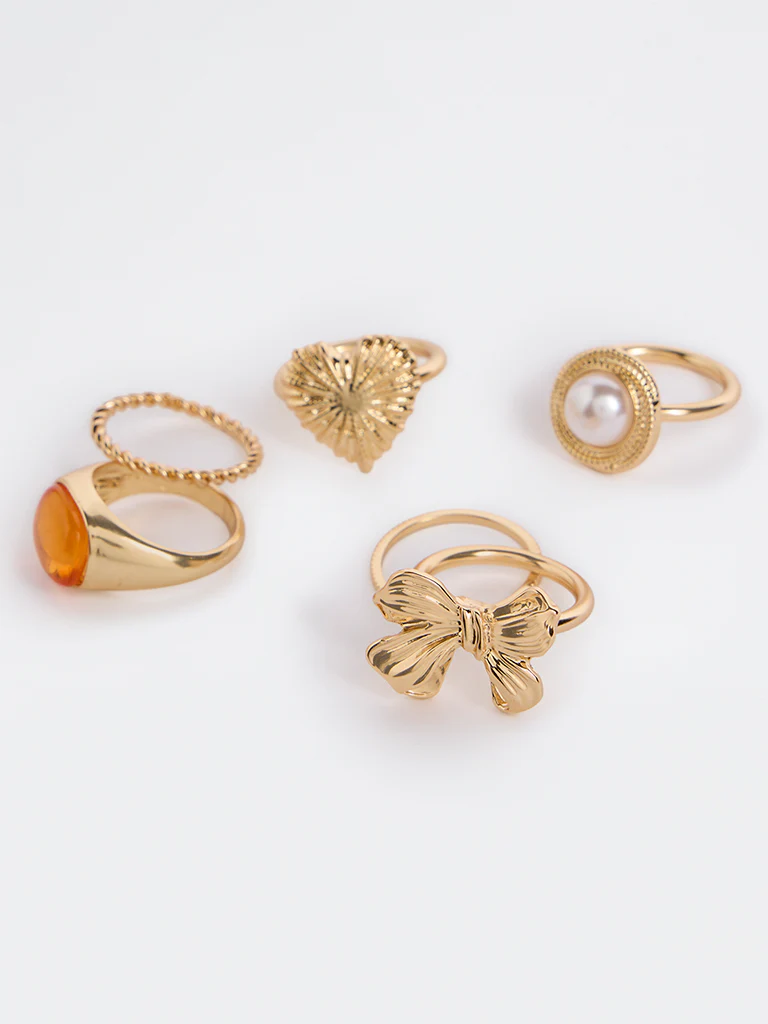 Westside Accessories Gold Motif Rings - Pack of 6 - Image 2