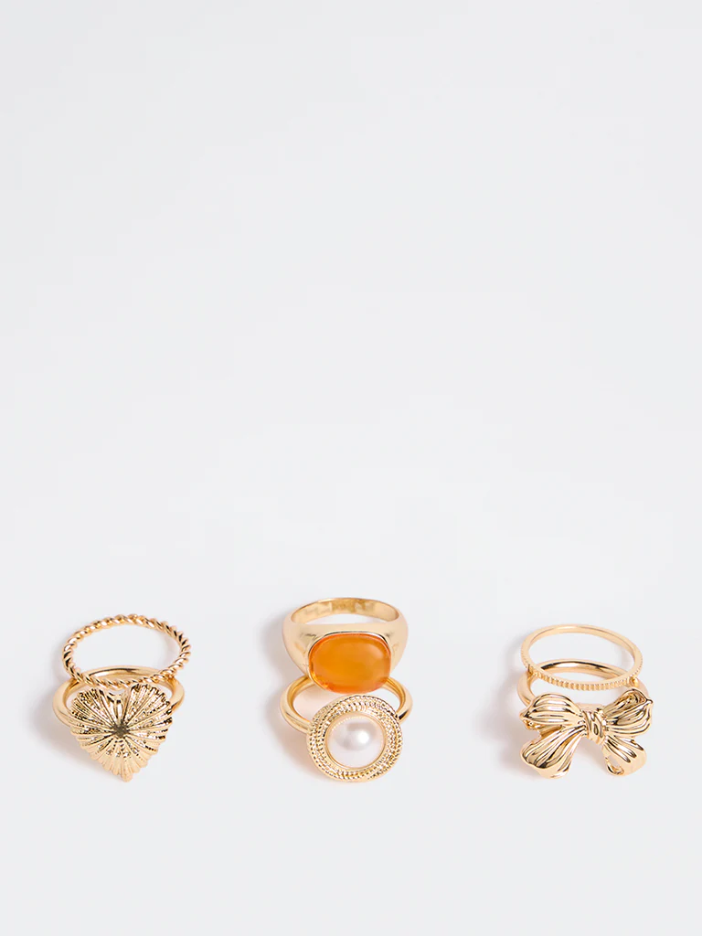 Westside Accessories Gold Motif Rings - Pack of 6