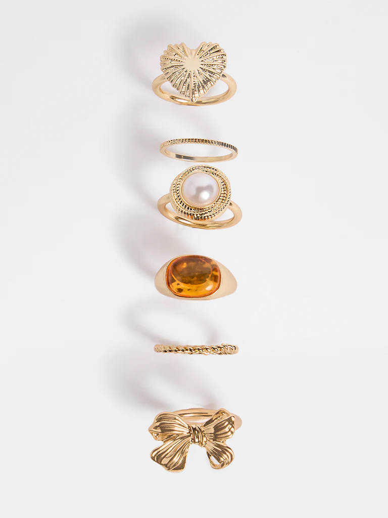 Westside Accessories Gold Motif Rings - Pack of 6 - Image 3