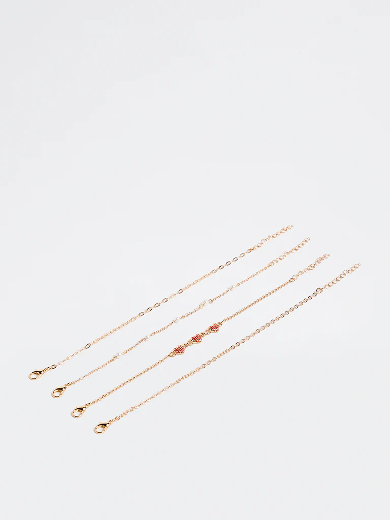 Westside Accessories Gold Multi Chain Bracelet - Pack of 4 - Image 2