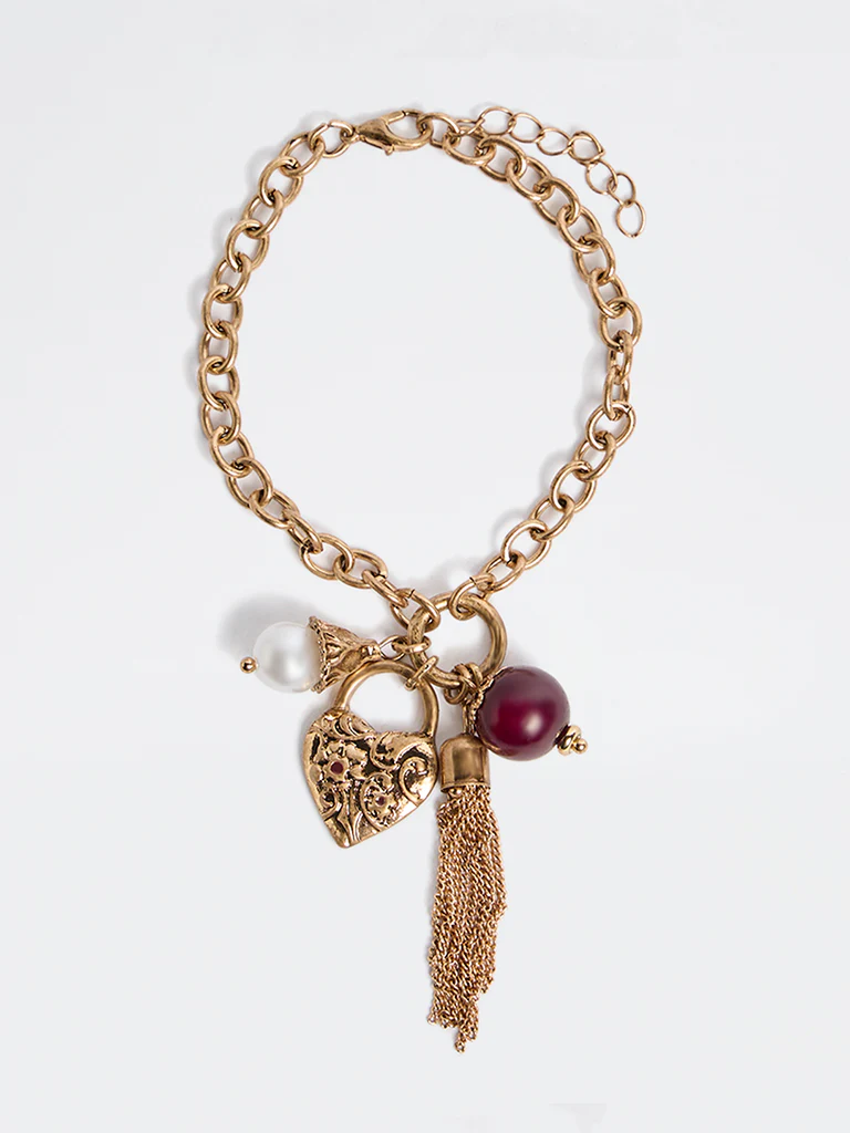 Westside Accessories Gold Multi Charm Chain Bracelet