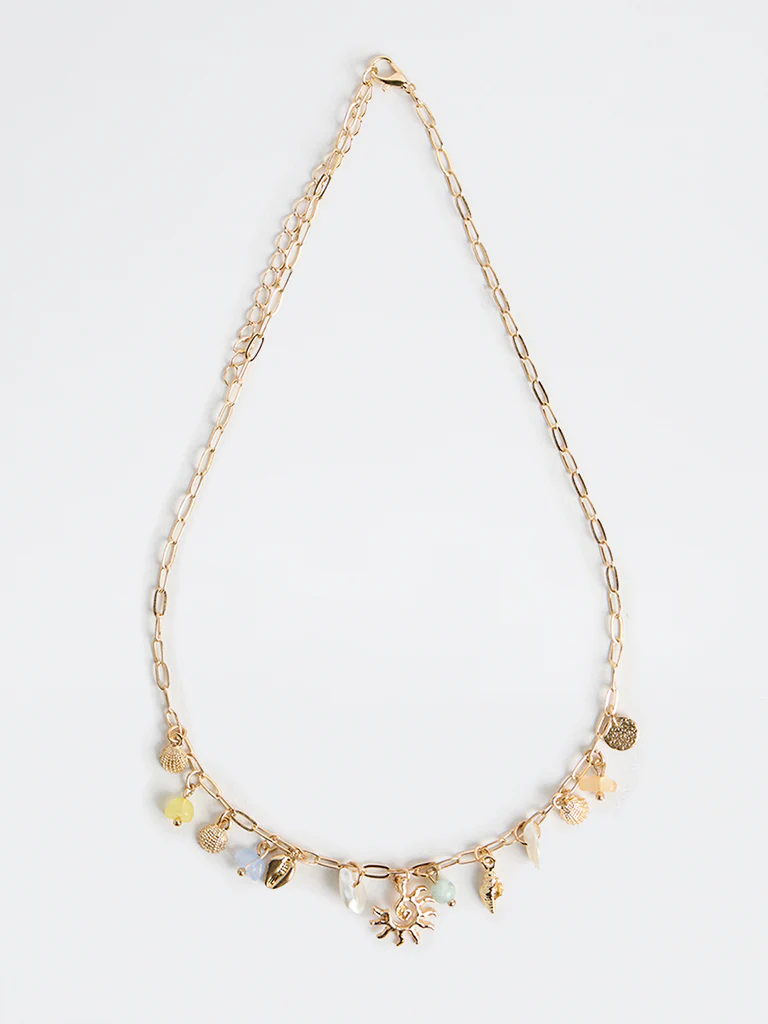 Westside Accessories Gold Multi-Charm Statement Necklace