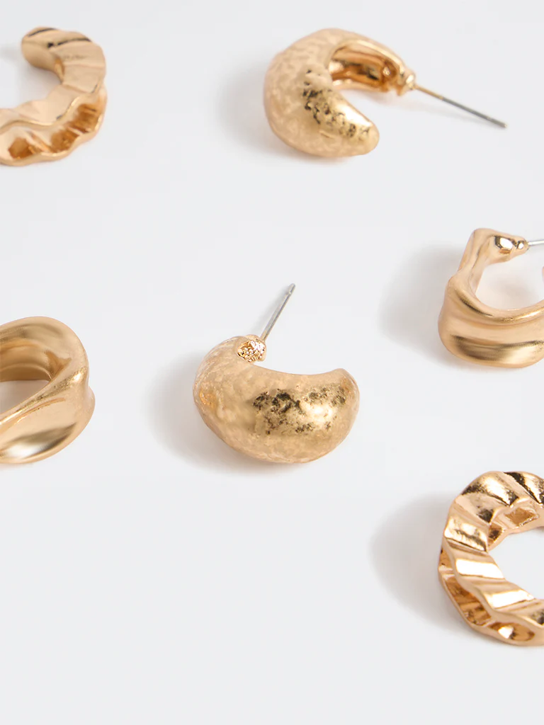 Westside Accessories Gold Multi Hoop Earrings - Pack of 3 - Image 3
