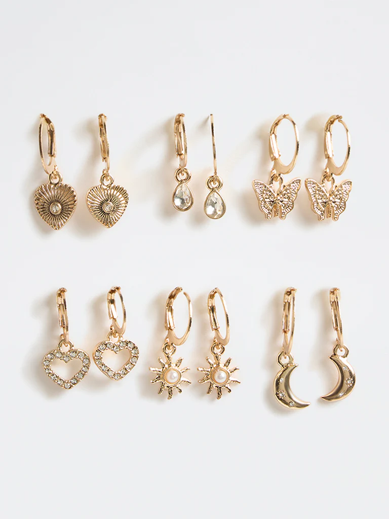 Westside Accessories Gold Multi-Hoop Earrings - Pack of 6