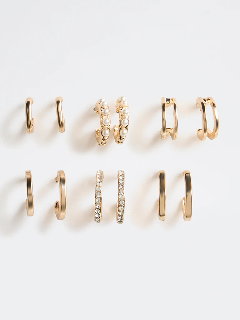 Westside Accessories Gold Multi-Hoop Earrings - Pack of 6