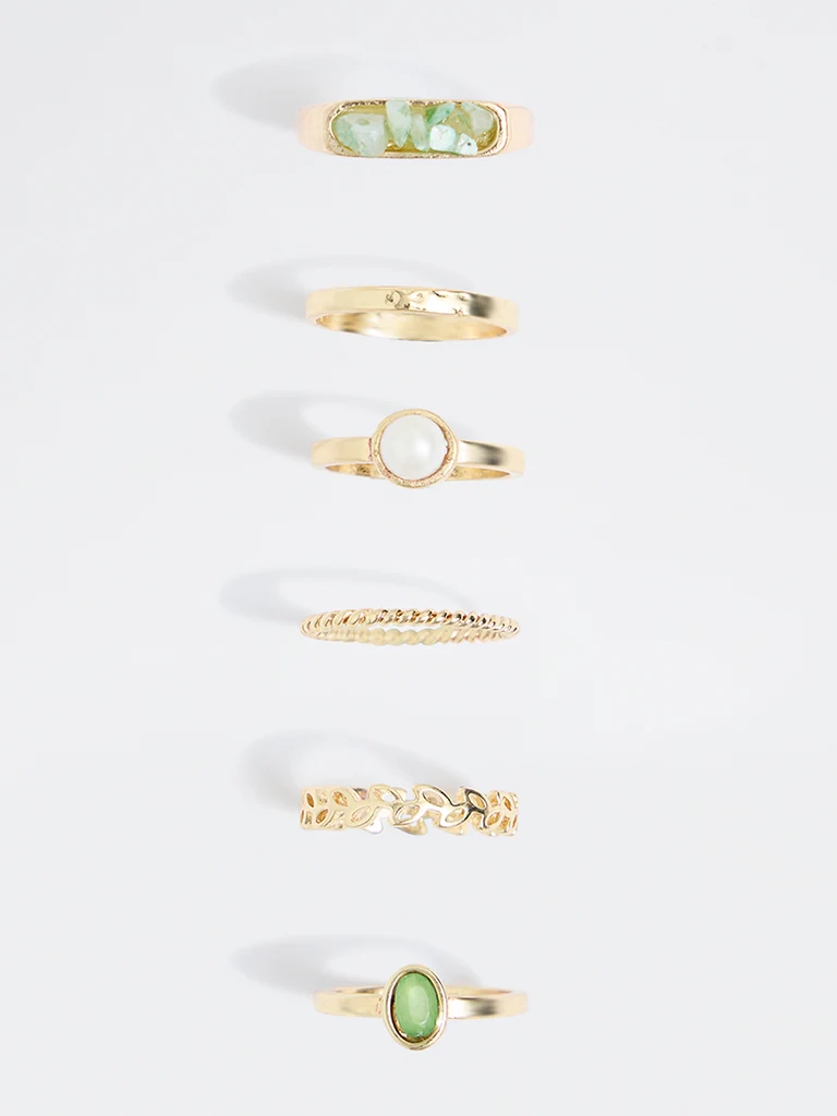 Westside Accessories Gold Multi-Stack Rings - Pack of 6