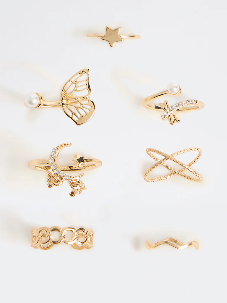 Westside Accessories Gold Multi-Stack Rings - Pack of 7