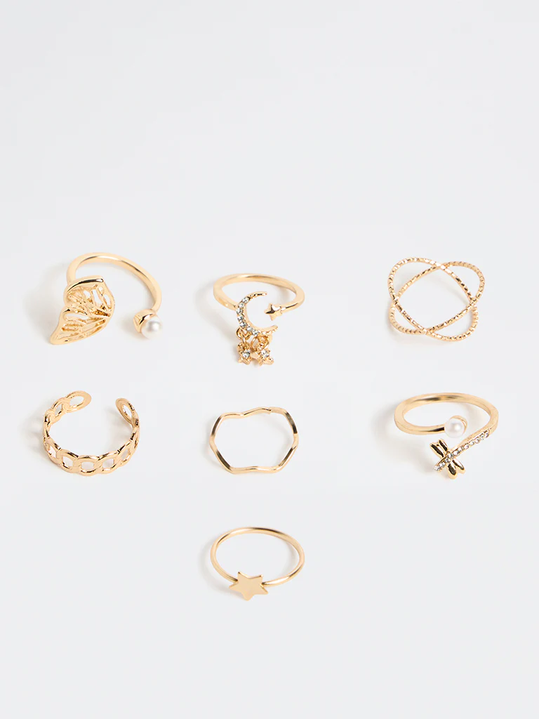 Westside Accessories Gold Multi-Stack Rings - Pack of 7 - Image 2
