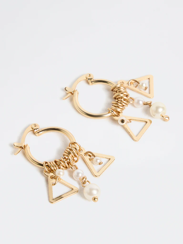 Westside Accessories Gold Pearl Charm Earrings - Image 2