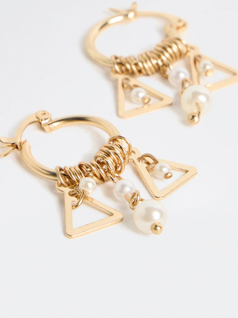 Westside Accessories Gold Pearl Charm Earrings - Image 3