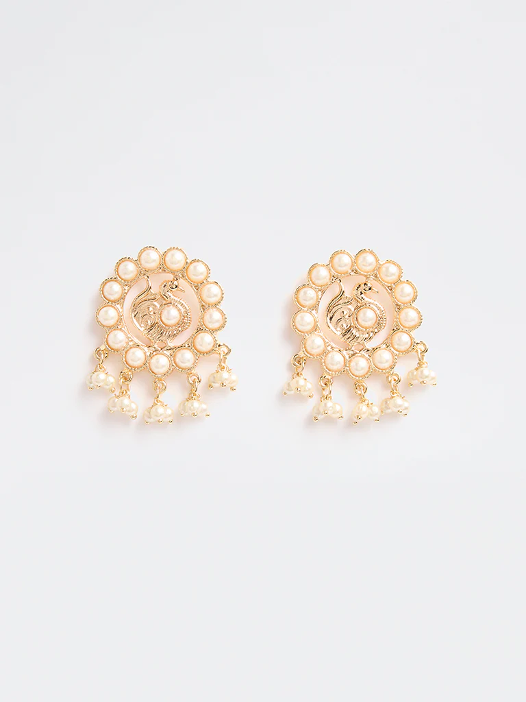 Westside Accessories Gold Pearl Cluster Stud Earrings