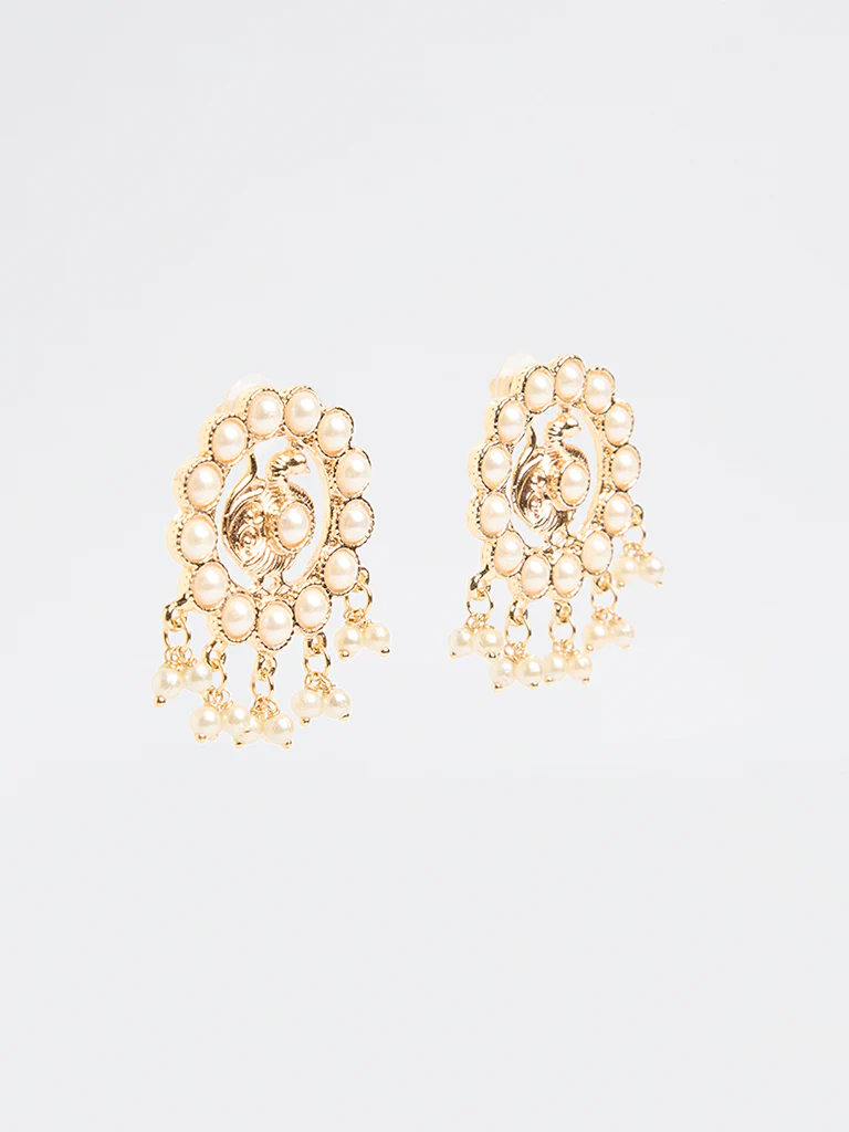 Westside Accessories Gold Pearl Cluster Stud Earrings - Image 2