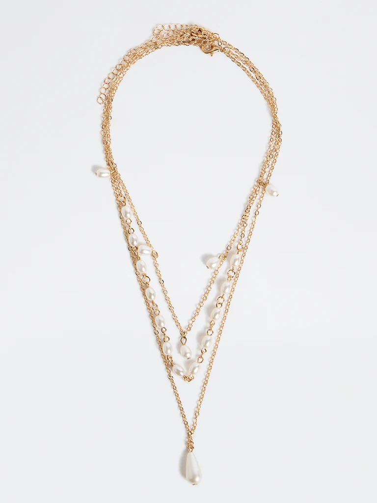 Westside Accessories Gold Pearl Necklaces - Pack of 3