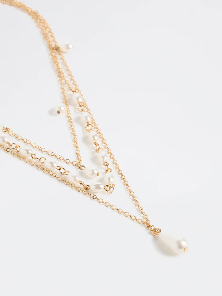 Westside Accessories Gold Pearl Necklaces - Pack of 3 - Image 3