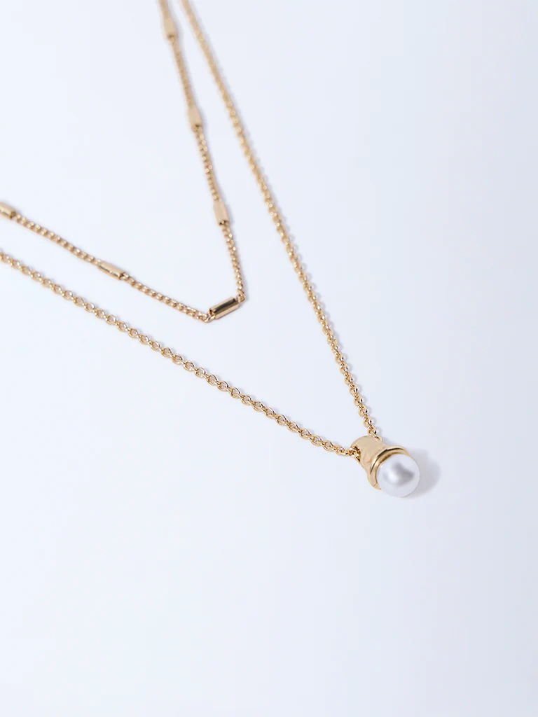 Westside Accessories Gold Pearl Pendant and Chain Necklace - Pack of 2 - Image 3