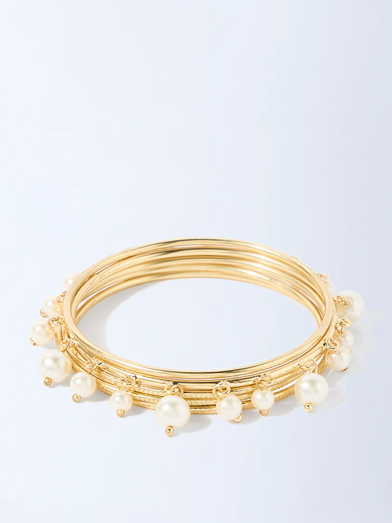 Westside Accessories Gold Pearlescent Bangles Set - Pack of 5 - Image 2