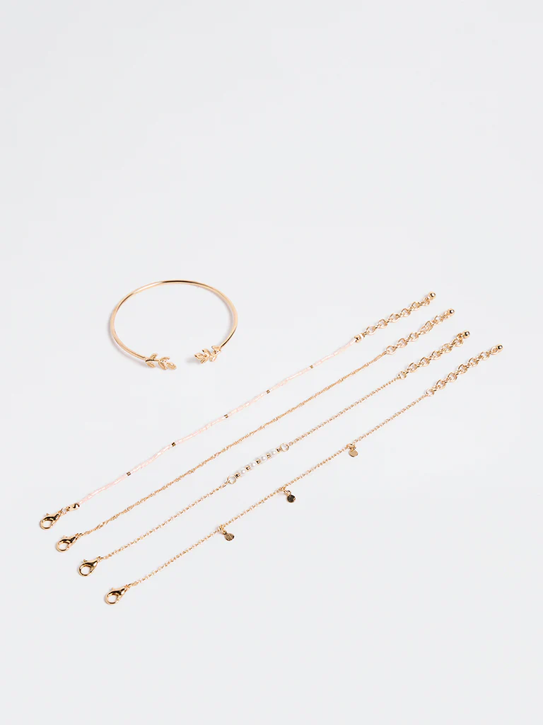 Westside Accessories Gold Pearlescent Bracelets - Pack of 5 - Image 2