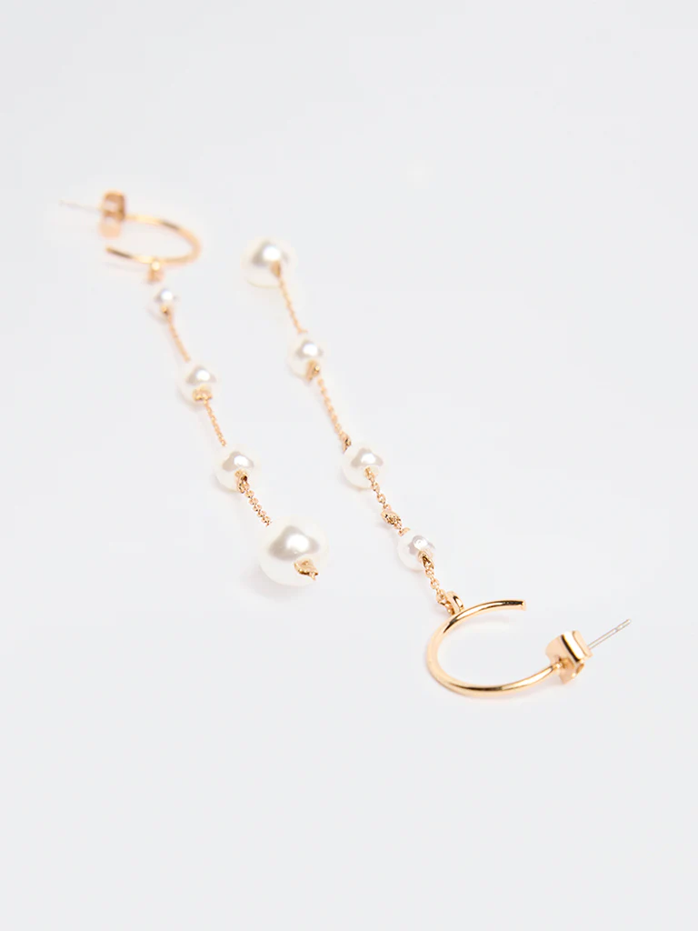 Westside Accessories Gold Pearlescent Drop Earrings - Image 3