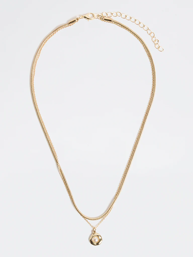 Westside Accessories Gold Pearlescent Pendant Necklace