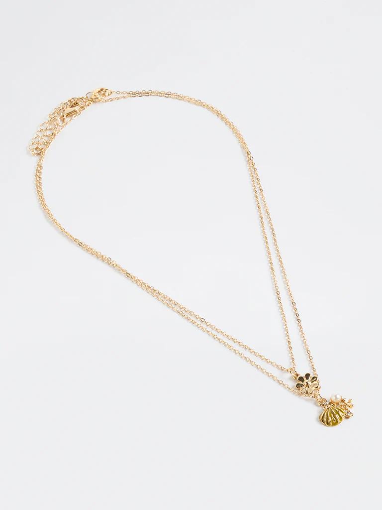 Westside Accessories Gold Pendant Chain Necklaces - Pack of 2 - Image 2