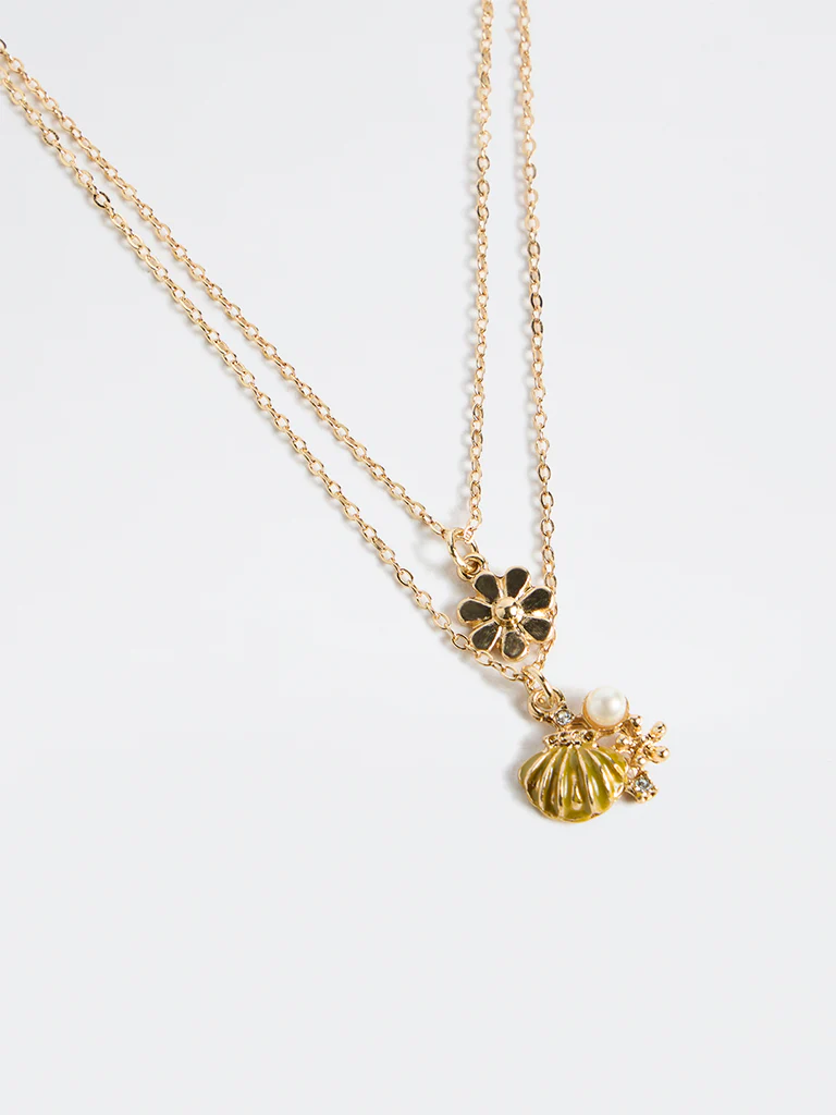Westside Accessories Gold Pendant Chain Necklaces - Pack of 2 - Image 3