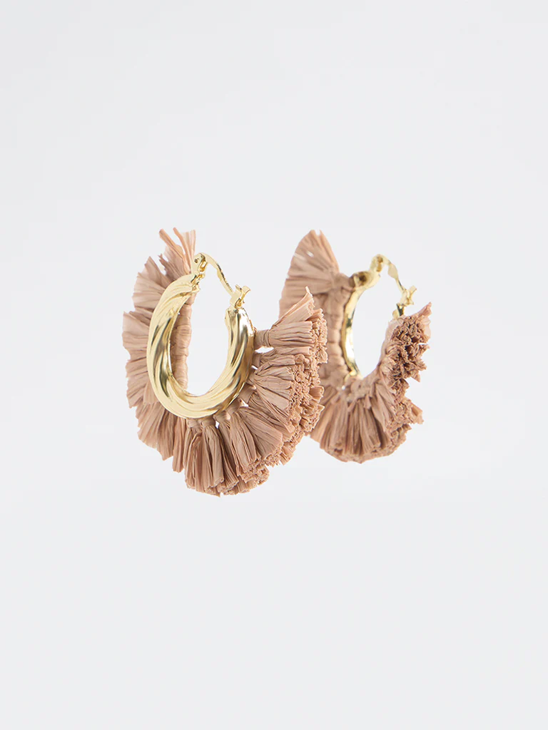 Westside Accessories Gold Raffia Hoop Earrings - Image 2