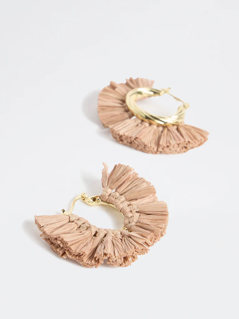 Westside Accessories Gold Raffia Hoop Earrings - Image 3