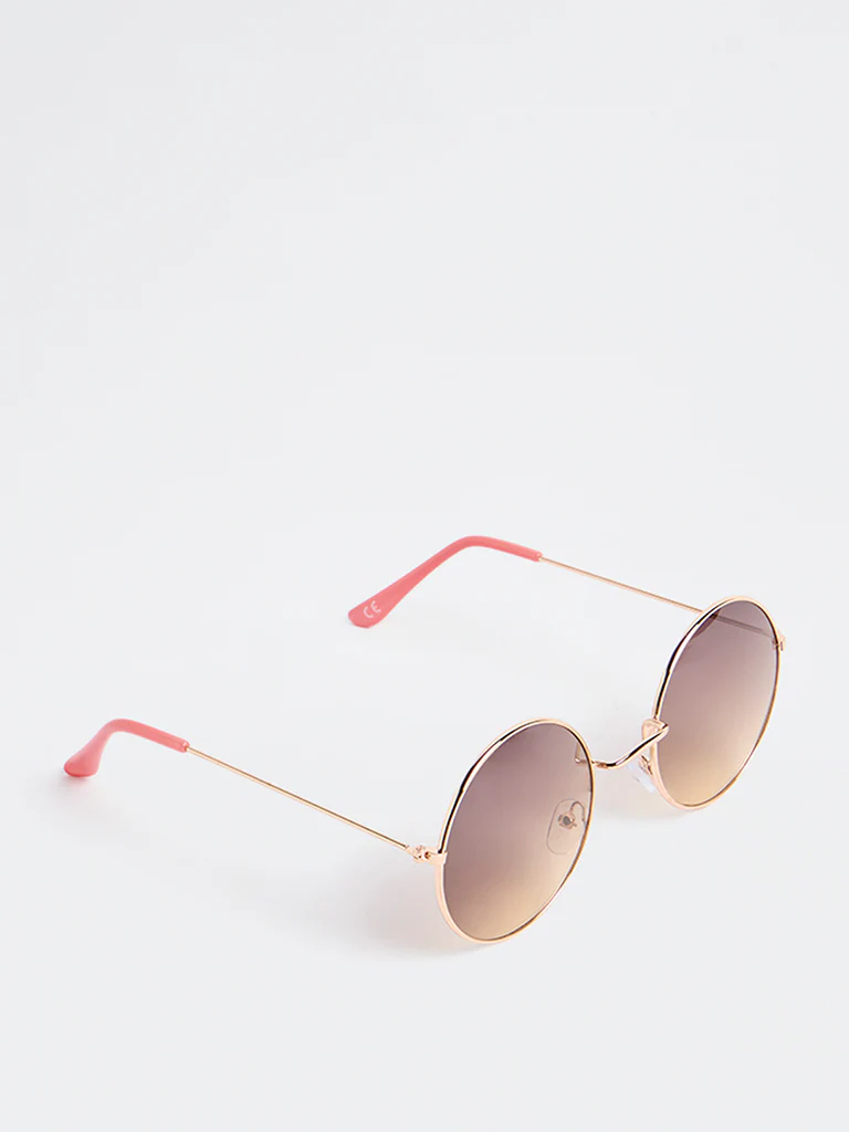 Westside Accessories Gold Round Sunglasses with Pouch - Image 2