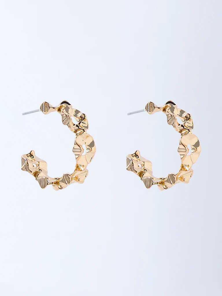 Westside Accessories Gold Sculpted Hoop Earrings - Image 2